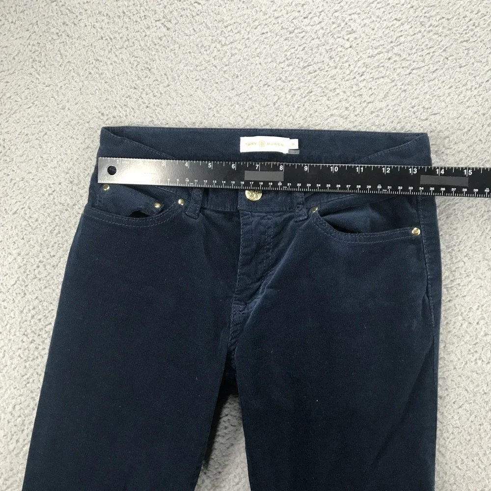 Tory Burch Pants Womens 26 Navy Blue Bootcut Corduroy Low Rise 33 Inseam Pockets